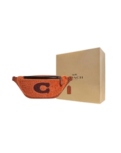 Утончённая поясная сумка из замши Уоррен с мехом овчины женская имбирно-жёлтая Coach