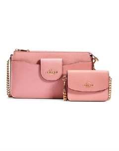 Женская сумка кроссбоди трансформер розовая Coach