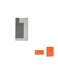 HERMES Вязаный шарф унисекс темно-серый светло-серый, Charcoal Gray Light Gray Hermès