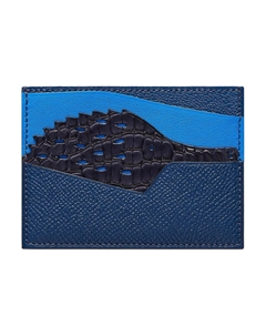 HERMES Кожаный картхолдер мужской тёмно-синий и чёрный Hermès