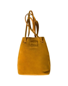 Желтая женская кожаная сумка-ведро через плечо Miu miu