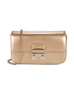 Метрополис Коллекшн Сумка через плечо из коровьей кожи с круглым замком женская шампань золото Furla