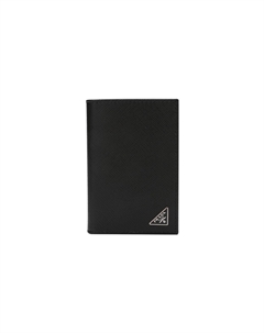 Кожаный картхолдер из сафьяновой кожи для мужчин черный Prada
