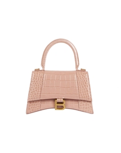 Часовая сумка с верхней ручкой малая тиснение под крокодила бежевая Balenciaga