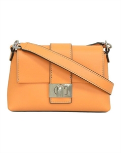 Кожаная поясная сумка мини женская закатно-желтая Furla