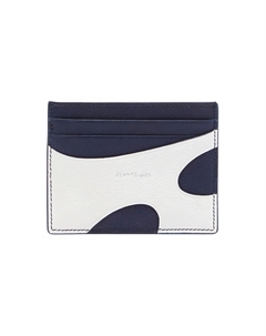Кожаный картхолдер мужской бело-голубой Ferragamo