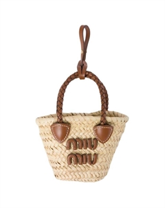 Миниатюрная женская сумка через плечо из телячьей кожи бежево-коричневого цвета Miu miu