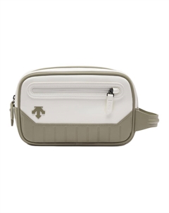 Кожаный клатч из микрофибры мужской бело-зеленый, White & Green Descente