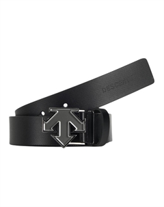 Кожаный ремень с металлической фурнитурой мужской черный, Black Descente