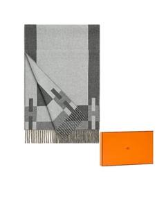 HERMES Серый кашемировый шарф для мужчин, Gray Hermès