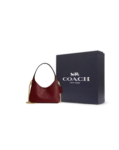Бруклин Кожаный Портфель Через Плечо Маленький Женский Рубиново Красный Coach