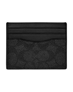 Мини-картхолдер из холщовой телячьей кожи мужской угольно-серый и черный, Black Coach