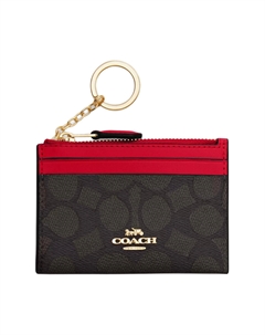 Миниатюрный женский картхолдер из лакированного полотна красный, Red Coach