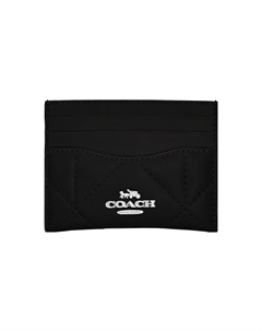 Кожаный стеганый картхолдер для женщин черный Coach