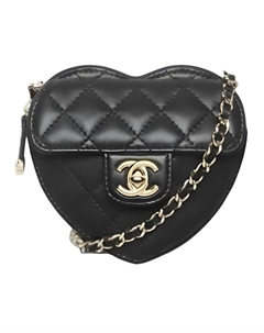 Женская мини-сумка через плечо из овчины черная Chanel