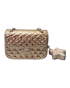 Сумка на пояс из телячьей кожи с клапаном из овчины Звездный кошелек для монет Сумка через плечо Кроссбоди Женская сумочка Трампетс светло-золотого цвета Chanel