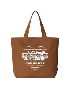 Хлопковая сумка через плечо большая унисекс коричневая, Brown Carhartt wip