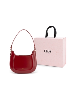 Кожаная седельная сумка женская бордово-черно-шоколадная морская соль, Bordeaux Red Clos