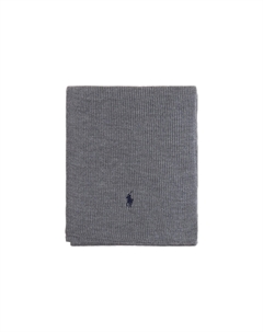 Вязаный шарф с ребристым узором и вышивкой пони, Gray Polo ralph lauren
