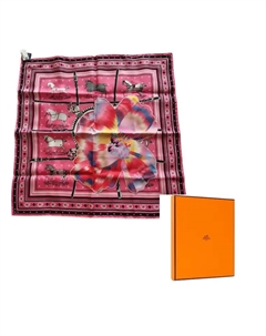 HERMES Шёлковый шарф унисекс розовый, Pink Hermès