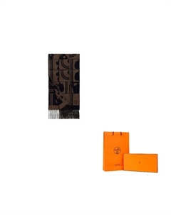 HERMES Кашемировый вязаный шарф мужской, Marine Blue/Brown Hermès