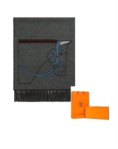 HERMES Кашемировый шарф унисекс черный, Black Hermès