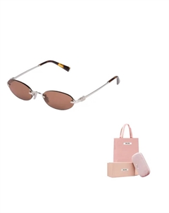 Металлические овальные солнцезащитные очки женские коричневые, Brown Miu miu