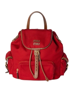 Хлопковый рюкзак женский красный и коньячный Miu miu