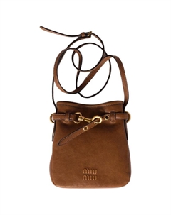 Кожаная ведерка, Женская сумка через плечо Дубовый коричневый Miu miu