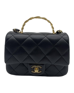 Женская мини-сумка через плечо из овчины черная Chanel