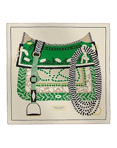 HERMES Шёлковая шаль женская зелёная, Green Hermès