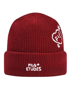 Бордовая вязаная шапка из овечьей шерсти унисекс, Burgundy Fila