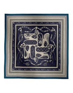 HERMES Женский кашемировый шаль морской синий, Marine Blue Hermès