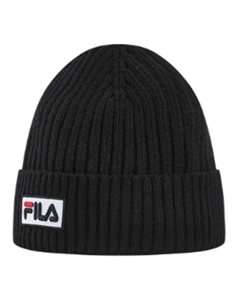 Шерстяная вязаная шапка унисекс черная, Black Fila