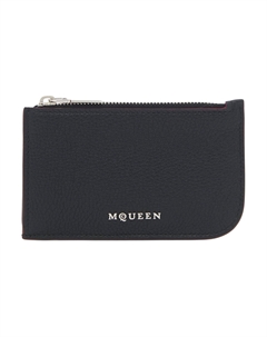 Женский картхолдер из зерненой телячьей кожи черный Alexander mcqueen