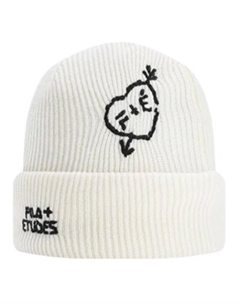 Белая унисекс шапка из овечьей шерсти, White Fila