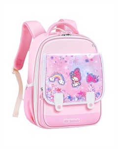 Детский рюкзак для девочек начальной школы из полиэстера розовый, [Dreamy Sand Flashing Pieces]My Melody-Pink (Grades 1-4) Sanrio