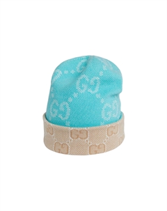 Реверсивная шапка из шерсти GG, Turquoise Gucci