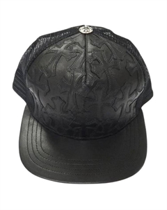 Кожаная бейсболка унисекс черная, Black Chrome hearts