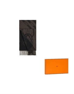 HERMES Кашемировый вязаный шарф мужской черный, Black Hermès