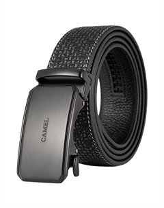 Мужской кожаный ремень из коровьей кожи черный шириной 3.55 см, Black Camel