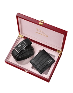 Кожаный ремень мужской черный из оленьей кожи с кошельком, Black - deerskin belt + deerskin wallet set Jaguar