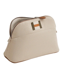 HERMES Косметичка из хлопка болайд средняя женская серая Hermès