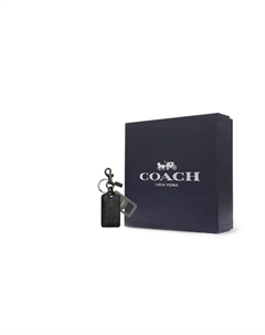 Миниатюрный брелок для ключей из лакированного холста со щелкающей застежкой, черный Coach