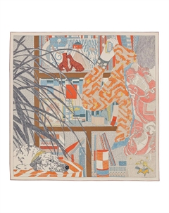 HERMES Женская кашемировая шаль оранжевая, Orange Hermès