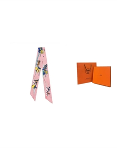 HERMES Шелковый шейный платок, Rose/Yellow/Blue-Shopping Bag Hermès