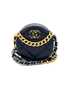 Вечерняя сумка из овчины круглая сумка ручная кладь наплечная сумка через плечо женская тёмно-синяя Chanel