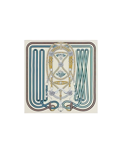 HERMES Шёлковый шарф женский кремово-голубой, Cream/Blue Hermès