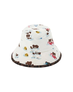 Детская реверсивная панама с принтом плюшевого мишки, White Fendi