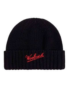 Шапка с интарсией логотипом, Black Woolrich